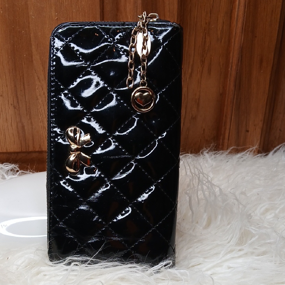 EmBlack Quilted Zip Around Wallet